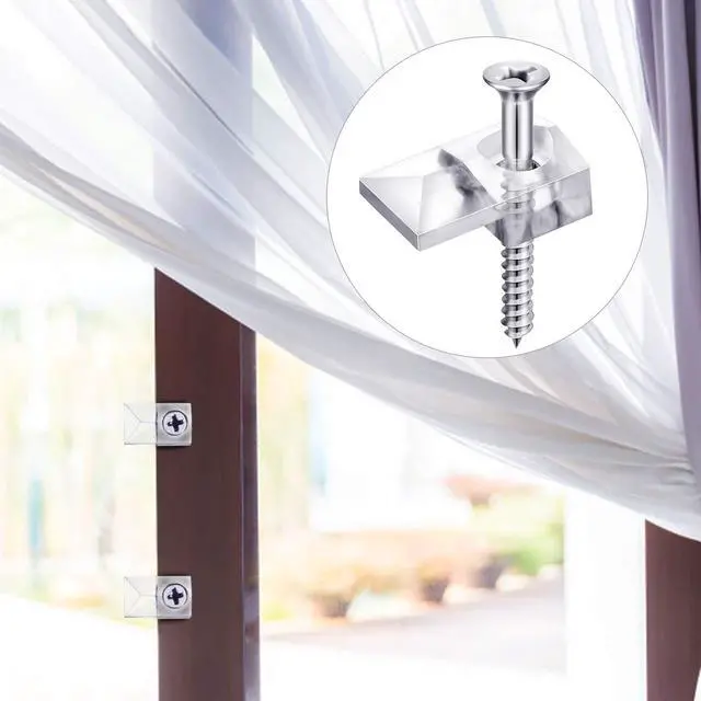 Alt view image 6 of 6 - 20 Pack Mirror Holder Clips, Offset 0.24 Inch/ 6 mm, Glass Mirror Hanging Kit for Wall Mounting Hanging Retainer Fasteners with Screw and Anchors for Fixing Cabinet Door(Classic Style)