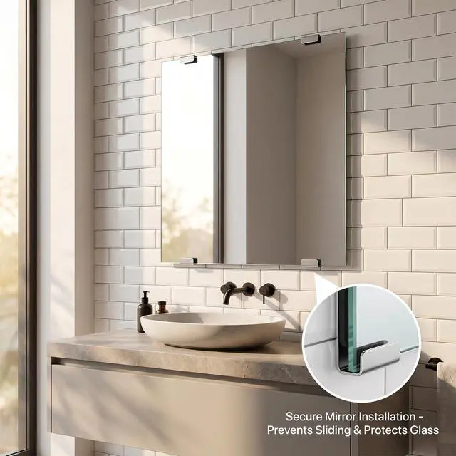 Alt view image 5 of 7 - 12 Pcs Metal Mirror Clips for Wall Mounting, Mirror Holder Clips