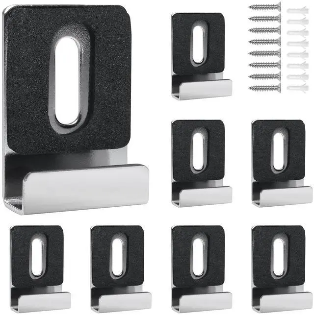 Main image of 8 Packs Metal Mirror Holder Clips, Silver, with Rubber Pads