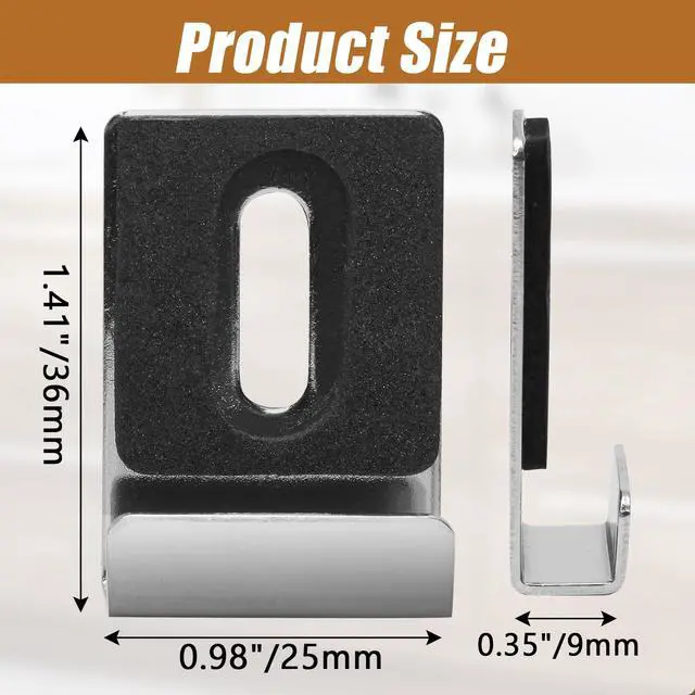 Alt view image 6 of 7 - 8 Packs Metal Mirror Holder Clips, Silver, with Rubber Pads