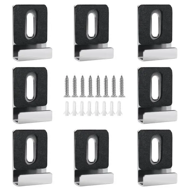 Alt view image 7 of 7 - 8 Packs Metal Mirror Holder Clips, Silver, with Rubber Pads