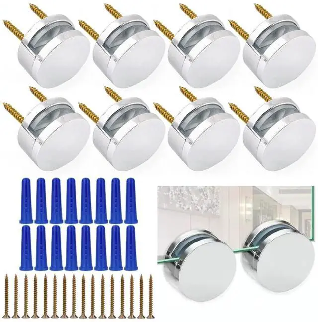 Main image of Upgraded 3-5mm Frameless Mirror Mounting Hardware 8 Pack Dual-Screw Fixing Mirror Mounting Kit with Heavy Duty Long Screws and Anchors