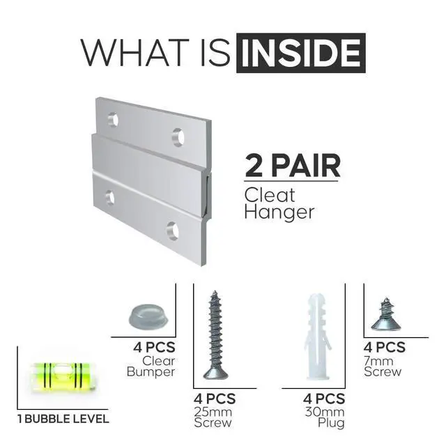 Alt view image 3 of 6 - French Cleat Hanger Heavy Duty 2 Inches (2 Pair) French Cleat Mounting Brackets for Wall Mounting, Metal French Cleat for Aluminum Mirror, Interlocking French Cleats for Picture Hanging with Screws
