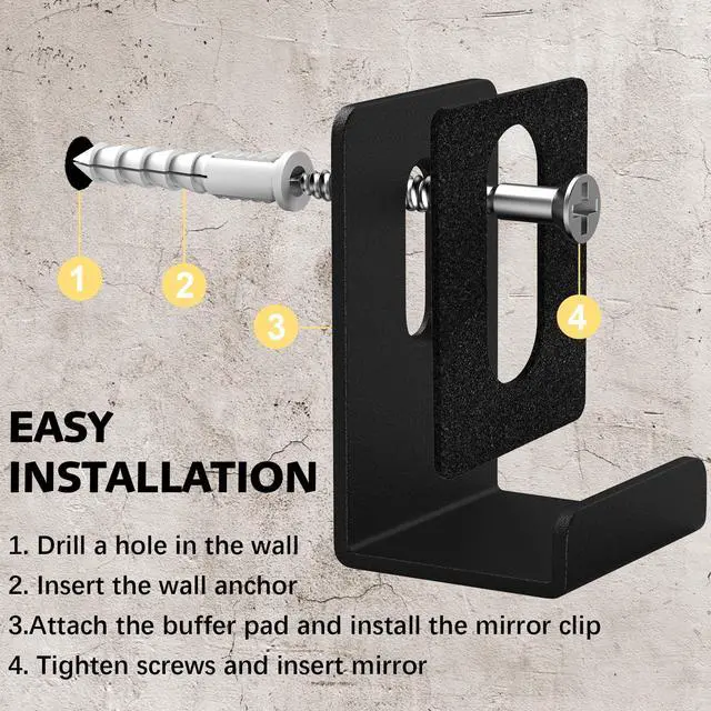 Alt view image 6 of 7 - 6Pcs Metal Mirror Clips Wide Channel Mirror Hanger Clip Large Heavy Clips for Mirrors with Screw Mirror Clips for Wall Mounting Mirror Billboard Displays Tile Display