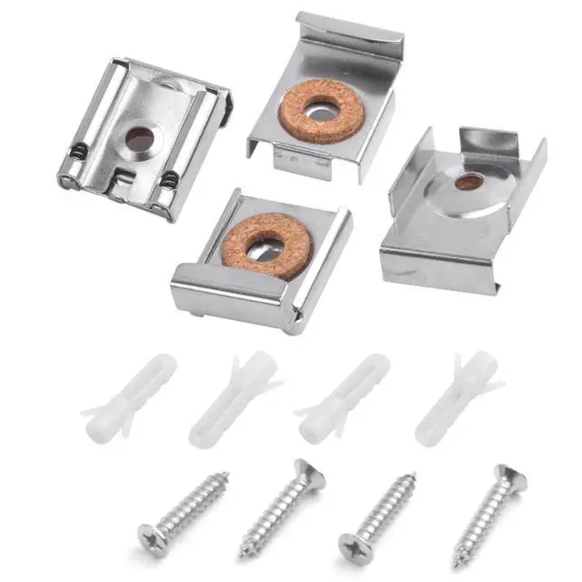 Alt view image 5 of 7 - Mirror Hanger Clips Set, 4Sets (16 Pieces) Unframed Mirror Mount Clips, Metal Spring Loaded Mirror Hanger Clips with Screws and Rawl Plugs