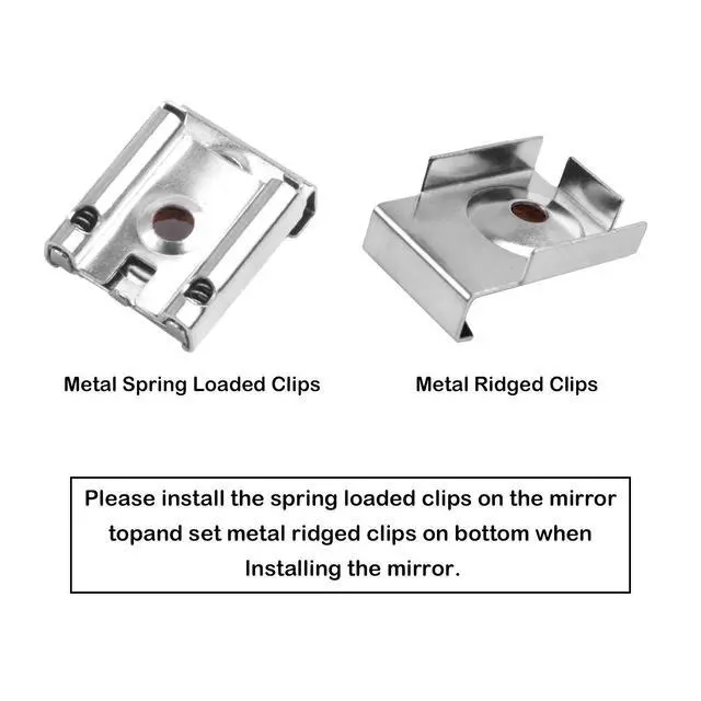 Alt view image 4 of 7 - Mirror Hanger Clips Set, 4Sets (16 Pieces) Unframed Mirror Mount Clips, Metal Spring Loaded Mirror Hanger Clips with Screws and Rawl Plugs