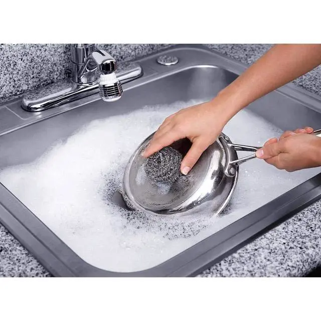 Alt view image 3 of 7 - Stainless Steel Scrubbing Sponges 1-Pack (1 Set of 3 = 3 Pieces) Heavy Duty Kitchen Scour Sponges for Dishes, Pots & Pans
