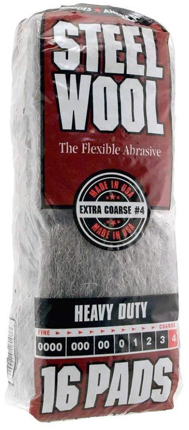 Main image of 33873161073 Steel Wool, 16 pad, Extra Coarse Grade #4, Rhodes American, Heavy Duty Steel Wool (Packaging May Vary)