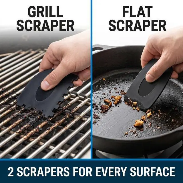 Alt view image 6 of 7 - Steel Wool Scrubber with Handle & Scraper | 8 Piece Stainless Steel Cast Iron Cleaner Kit for Kitchen Pots, Pans, Grill, Griddle, Sink, Dishes, Cast Iron, Stock Pots