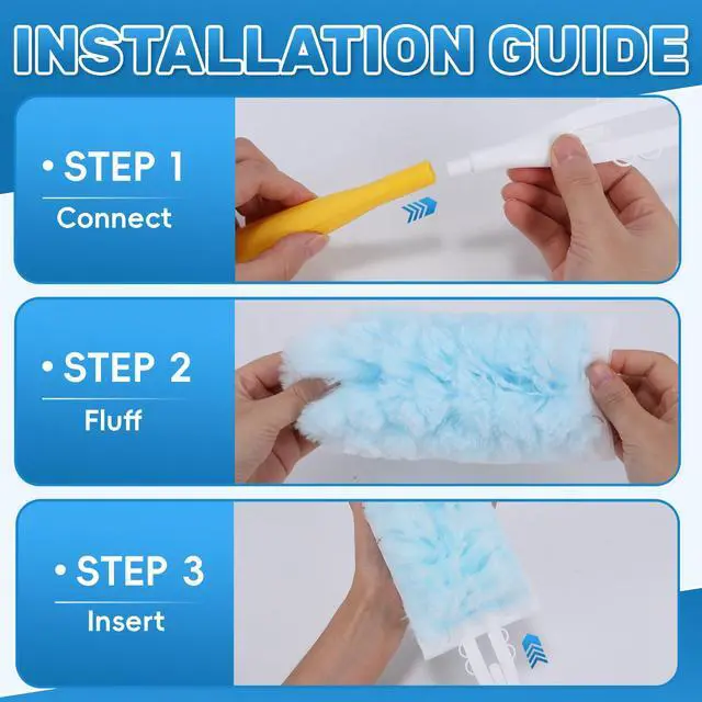 Alt view image 5 of 5 - 40 Count Duster Refills Compatible with Swiffer Duster,360° Heavy Duty Multi Surface Duster Refills with 4X Microfibers for Cleaning with 2 Handle