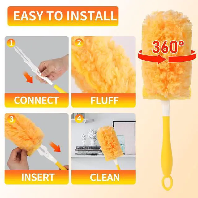 Alt view image 4 of 7 - 36 Pack Heavy Duty Duster Refills for Swiffer Dusters with 1 Handle, Yellow
