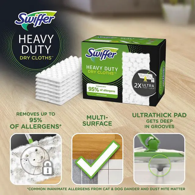 Alt view image 2 of 7 - Sweeper Heavy Duty Dry Multi-Surface Cloth Refills for Floor Sweeping and Cleaning, Unscented, 32 Count