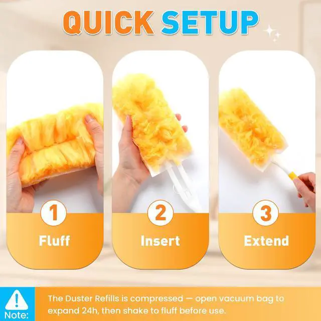 Alt view image 7 of 7 - Duster Refills, 40 Count 360° Dusters for Cleaning with 1 Handle