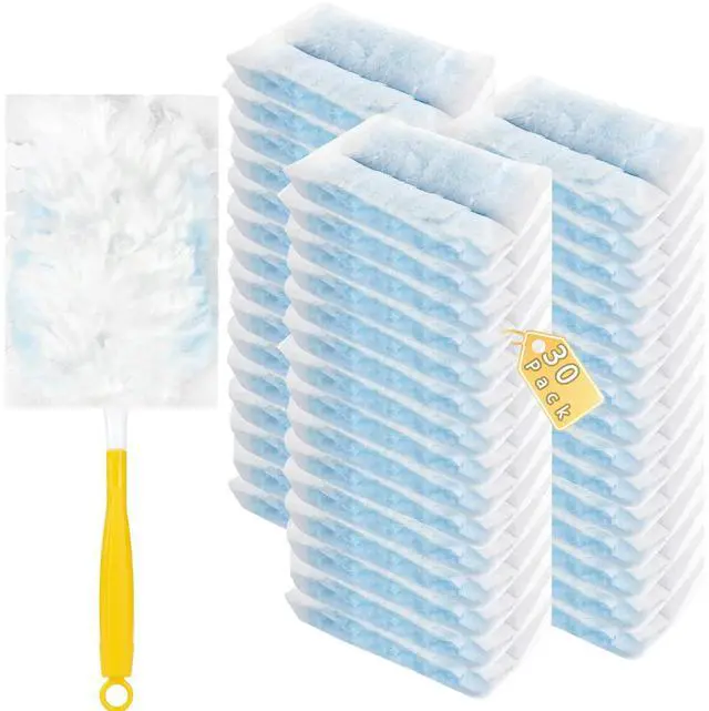 Main image of 30 Pack Duster Refills Compatible with Swiffer Duster, Heavy Duty Multi Surface Duster Replacement with 1 Extra Handle for Cleaning Furniture, Blinds, Ceiling Fans and Car