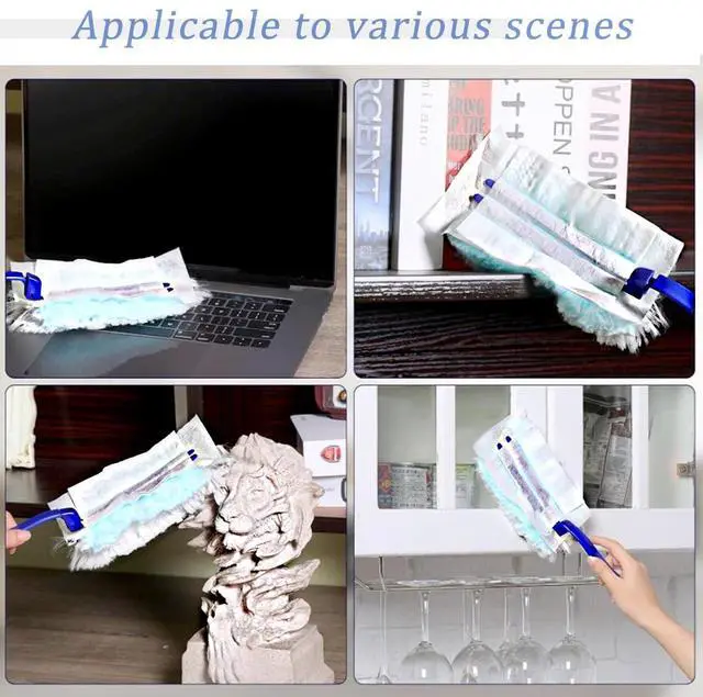Alt view image 2 of 6 - 30 Pack Duster Refills Compatible with Swiffer Duster, Heavy Duty Multi Surface Duster Replacement with 1 Extra Handle for Cleaning Furniture, Blinds, Ceiling Fans and Car