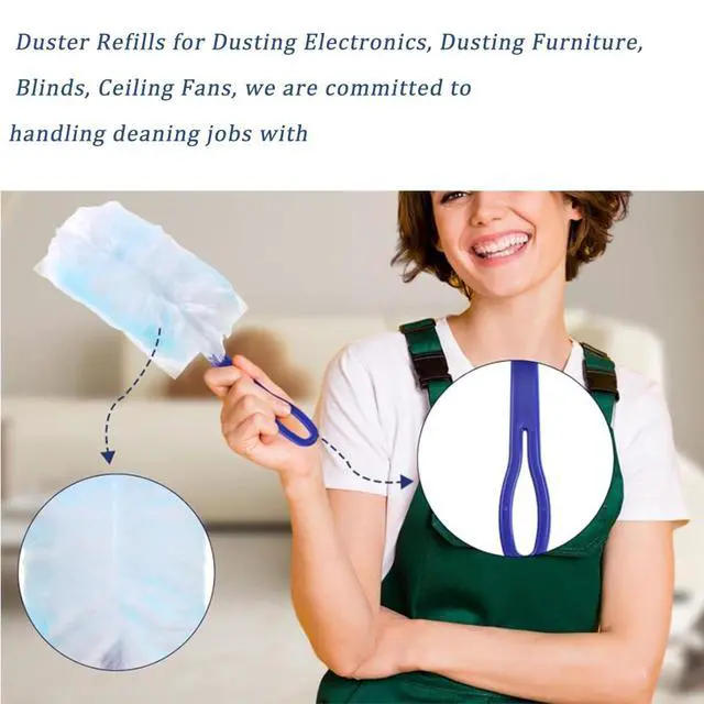 Alt view image 4 of 6 - 30 Pack Duster Refills Compatible with Swiffer Duster, Heavy Duty Multi Surface Duster Replacement with 1 Extra Handle for Cleaning Furniture, Blinds, Ceiling Fans and Car