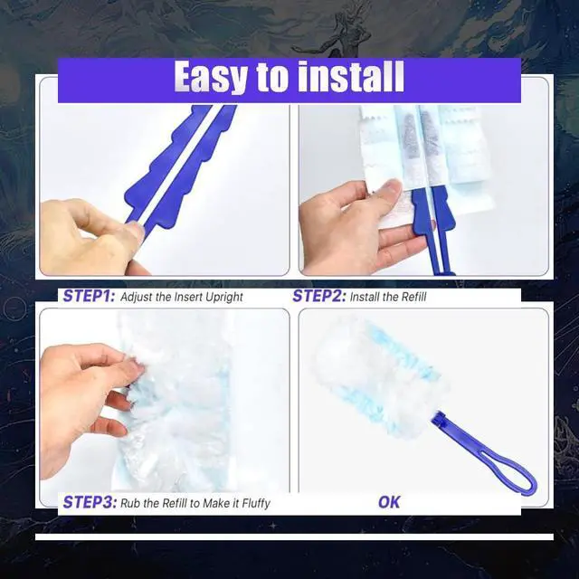 Alt view image 5 of 6 - 30 Pack Duster Refills Compatible with Swiffer Duster, Heavy Duty Multi Surface Duster Replacement with 1 Extra Handle for Cleaning Furniture, Blinds, Ceiling Fans and Car