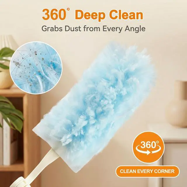Alt view image 3 of 7 - 50 Count Heavy Duty Duster Refills for Swiffer Duster, Multisurface 360 Dusters Replacements with 3 ft Extended Handle, Unscented Disposable Dusters for Cleaning Home, Blinds, Ceiling Fans, Furniture