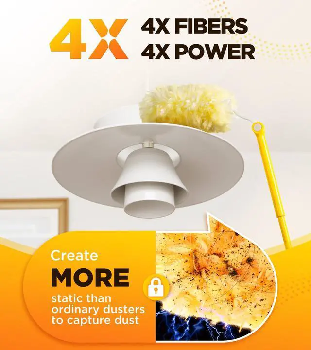 Alt view image 3 of 6 - Heavy Duty Duster Refill Kit for Swiffer Duster with 3 ft Extension Pole & 20 Count Refills, 4X Microfibers Multisurface Dusters for Cleaning Home, Celling Fan, Blinds, Vent & Shelves