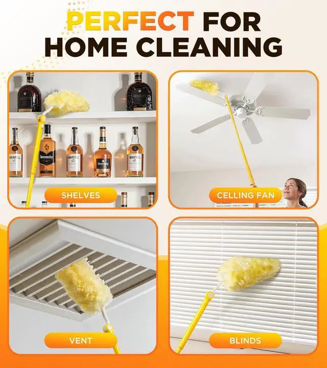 Alt view image 6 of 6 - Heavy Duty Duster Refill Kit for Swiffer Duster with 3 ft Extension Pole & 20 Count Refills, 4X Microfibers Multisurface Dusters for Cleaning Home, Celling Fan, Blinds, Vent & Shelves