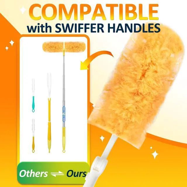 Alt view image 7 of 7 - Heavy Duty Multi Surface 360°Heavy Duty 12 Duster Refills & 1 Handle, Compatible with Swiffer DustersDisposable Dusters for Cleaning
