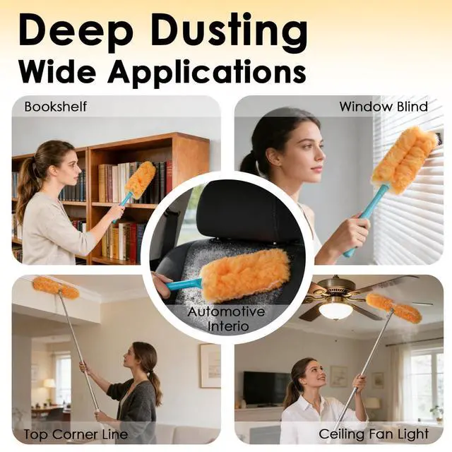 Alt view image 6 of 6 - 20 Count Compatible with Swiffer Heavy Duty Duster Refills, Unscented 360° Disposable Duster Microfiber Pads for Cleaning Home, Electronics, Blinds, Ceiling Fans, Furniture (Duster Refill Only)