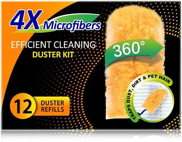Main image of Heavy Duty Multi Surface 360°Heavy Duty 12 Duster Refills & 1 Handle, Compatible with Swiffer DustersDisposable Dusters for Cleaning