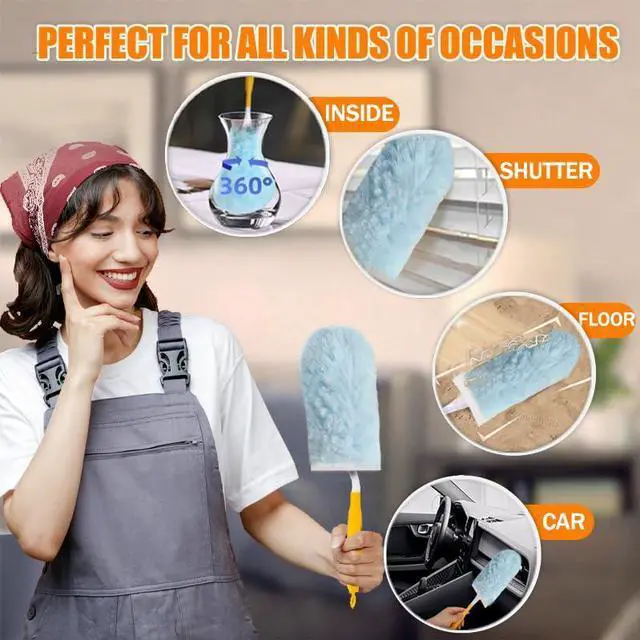 Alt view image 3 of 6 - 40 Count Duster Refills for Swiffe Duster,360° Heavy Duty Duster Refills, Disposable Microfiber Duster for Cleaning Dusting Furniture Blind Ceiling Fan (40 Count Refills+2 Handle)