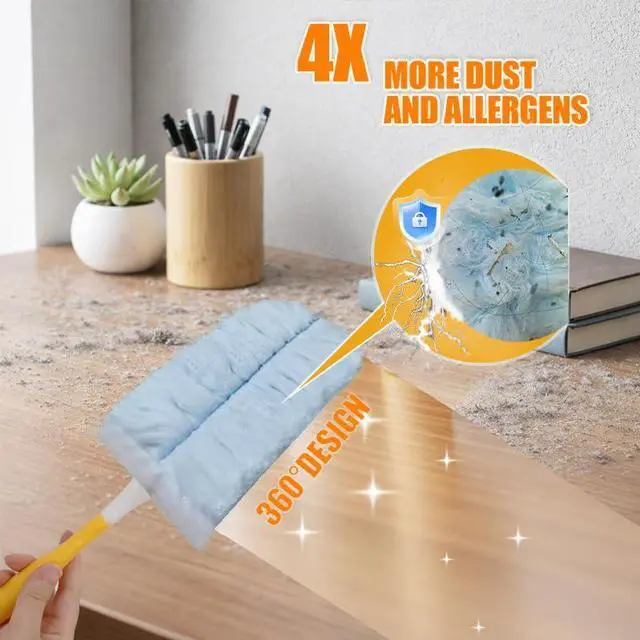 Alt view image 2 of 6 - 40 Count Duster Refills for Swiffe Duster,360° Heavy Duty Duster Refills, Disposable Microfiber Duster for Cleaning Dusting Furniture Blind Ceiling Fan (40 Count Refills+2 Handle)
