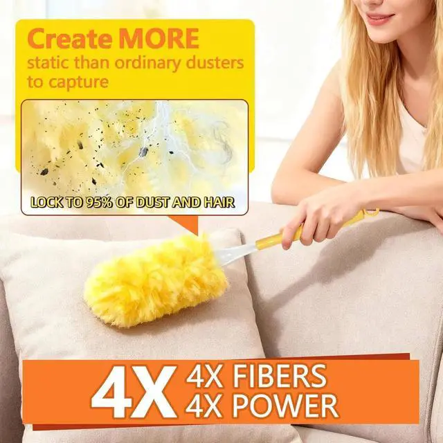 Alt view image 4 of 7 - Heavy Duty Duster Refills for Swiffer Duster (40 Count) | 360° Unscented Disposable Multisurface Dusters with 1 Handle- for Home, Blinds, Fans & Corners, Yellow