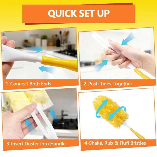 Alt view image 7 of 7 - Heavy Duty Duster Refills for Swiffer Duster (40 Count) | 360° Unscented Disposable Multisurface Dusters with 1 Handle- for Home, Blinds, Fans & Corners, Yellow