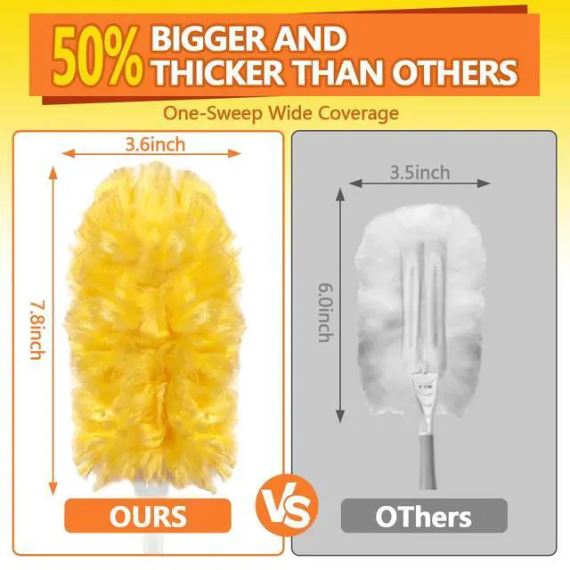 Alt view image 5 of 7 - Heavy Duty Duster Refills for Swiffer Duster (40 Count) | 360° Unscented Disposable Multisurface Dusters with 1 Handle- for Home, Blinds, Fans & Corners, Yellow
