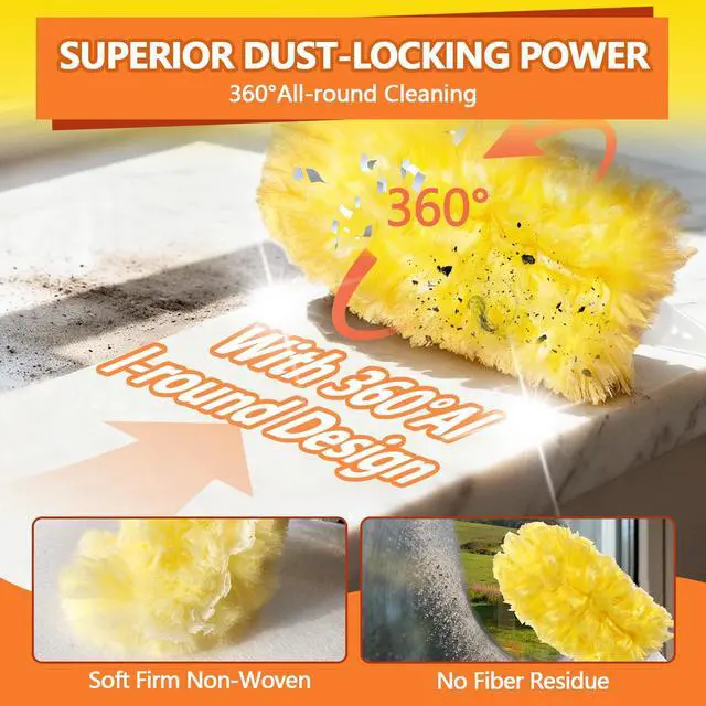 Alt view image 3 of 7 - Heavy Duty Duster Refills for Swiffer Duster (40 Count) | 360° Unscented Disposable Multisurface Dusters with 1 Handle- for Home, Blinds, Fans & Corners, Yellow