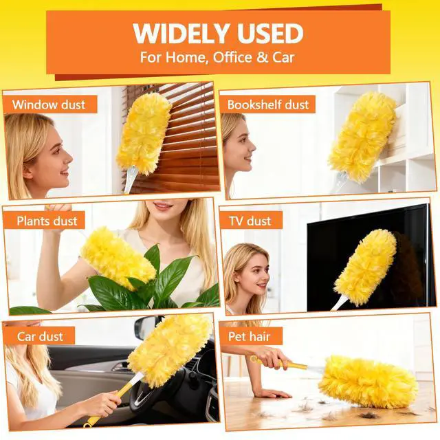 Alt view image 6 of 7 - Heavy Duty Duster Refills for Swiffer Duster (40 Count) | 360° Unscented Disposable Multisurface Dusters with 1 Handle- for Home, Blinds, Fans & Corners, Yellow