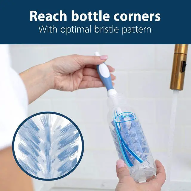 Alt view image 3 of 7 - Deluxe Bottle Brush for Cleaning Baby Bottles, Nipples, and Sippy Cups with Suction Cup Stand and Vent Brush, BPA-Free, Blue, 1-Pack (Packaging and Color May Vary)
