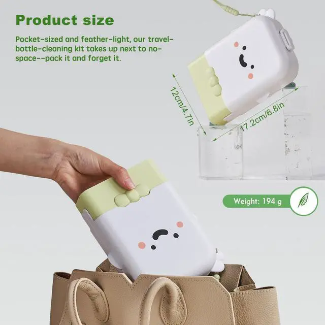 Alt view image 5 of 7 - Baby Bottle Brush Set - Baby Bottle Cleaner Kit with Nipple Brush, Silicone Bottle Brush, Straw Cleaner Brush, Soap Dispenser, Bottle Drying Rack - 7 in 1 Bottle Cleaning Tool Set for Home and Travel