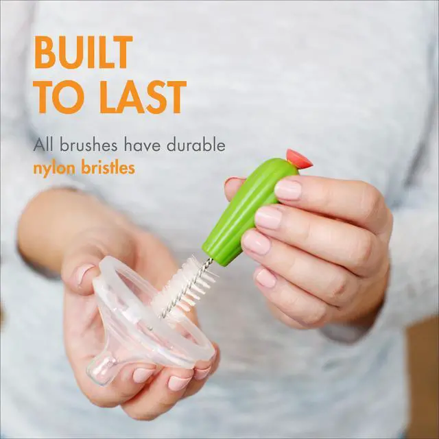 Alt view image 4 of 7 - Cacti Bottle Cleaning Brush Set - Includes Bottle Brush, Nipple Brush, Detail Brush, and Straw Brush - Baby Bottle Brush Set for Bottle Drying Rack - Baby Essentials - 4 Count