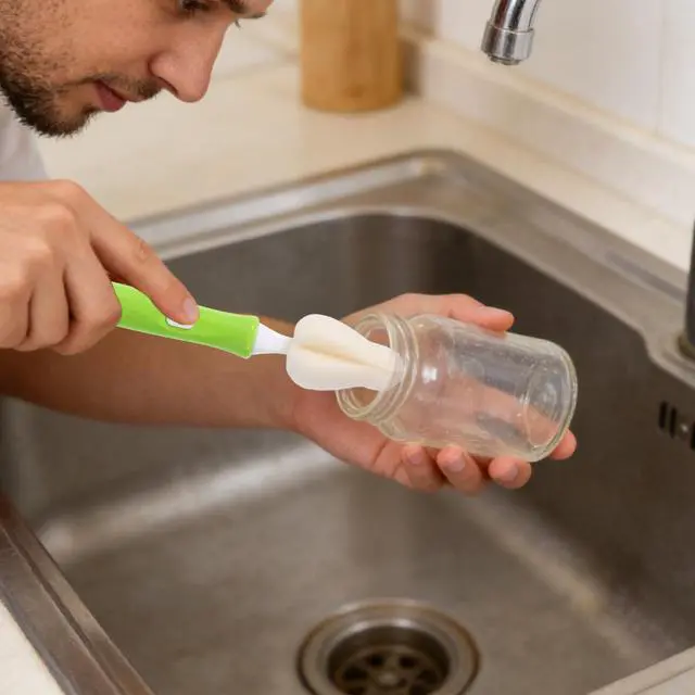 Alt view image 6 of 7 - 12pcs Sponge Nipple Bottle Brushes Set, Includes Bottle Nipple Cleaners with Replacement Brush Heads & Straw Brushes for Cleaning Baby Food Feeders Cups Straws