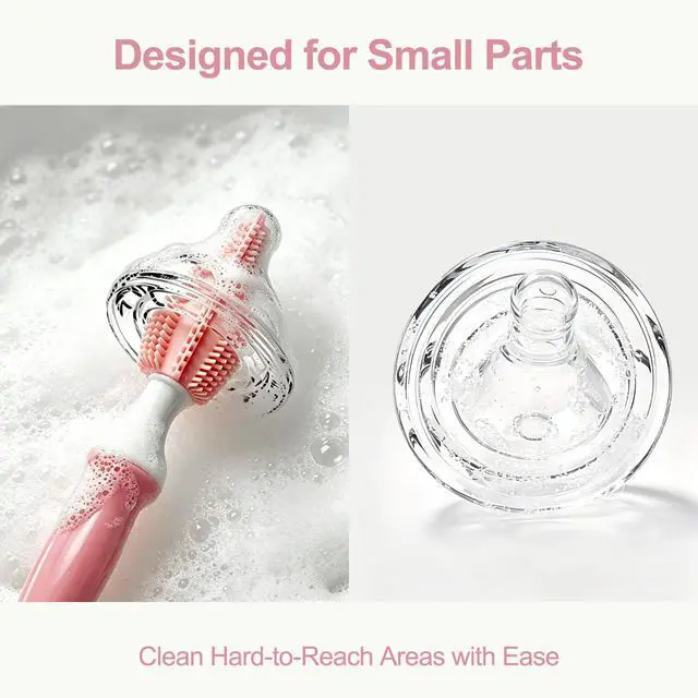 Alt view image 3 of 7 - Bottle Brush Set 3-in-1, Including Long Handle Silicone Bottle Brush, Detail Cleaner, Straw Brush, Non Scratch Cleaning Brushes for Water Bottles, Tumblers and Glass (Pink)