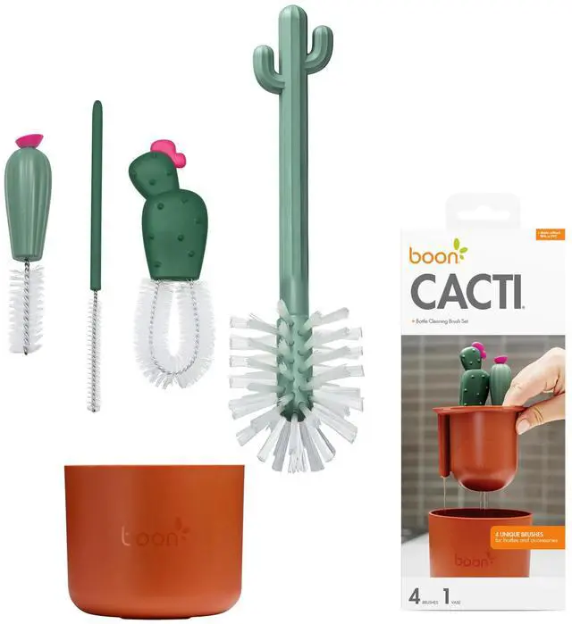 Main image of Cacti Bottle Cleaning Brush Set, Terracotta , 4 Piece Set