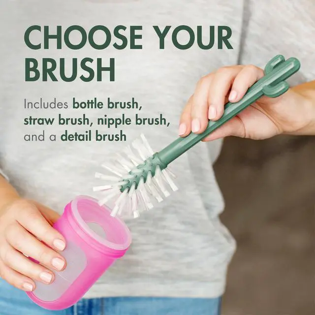 Alt view image 3 of 7 - Cacti Bottle Cleaning Brush Set, Terracotta , 4 Piece Set