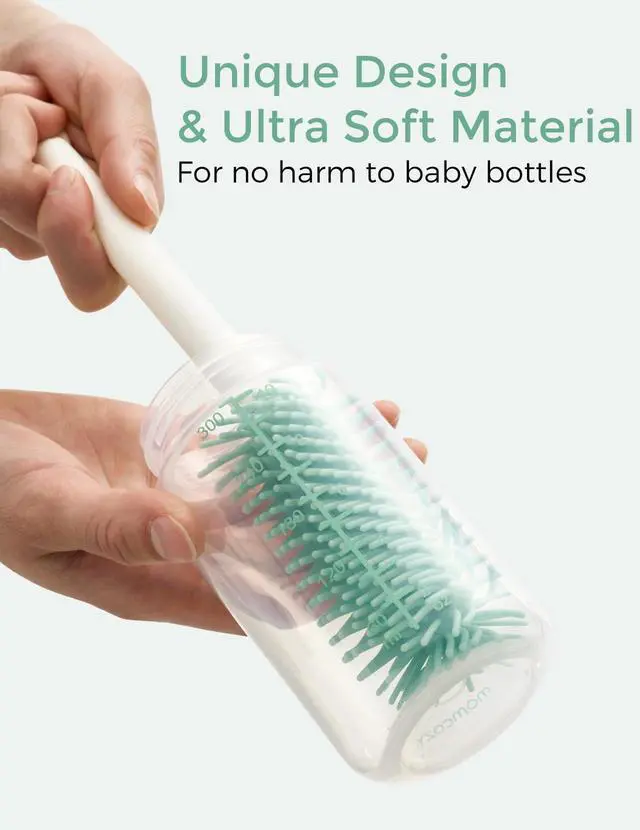 Alt view image 4 of 7 - 7-in-1 Baby Bottle Brush Set with Drying Rack, Green