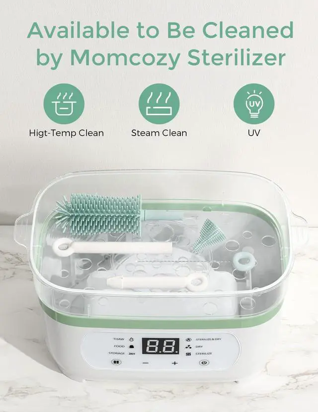 Alt view image 6 of 7 - 7-in-1 Baby Bottle Brush Set with Drying Rack, Green