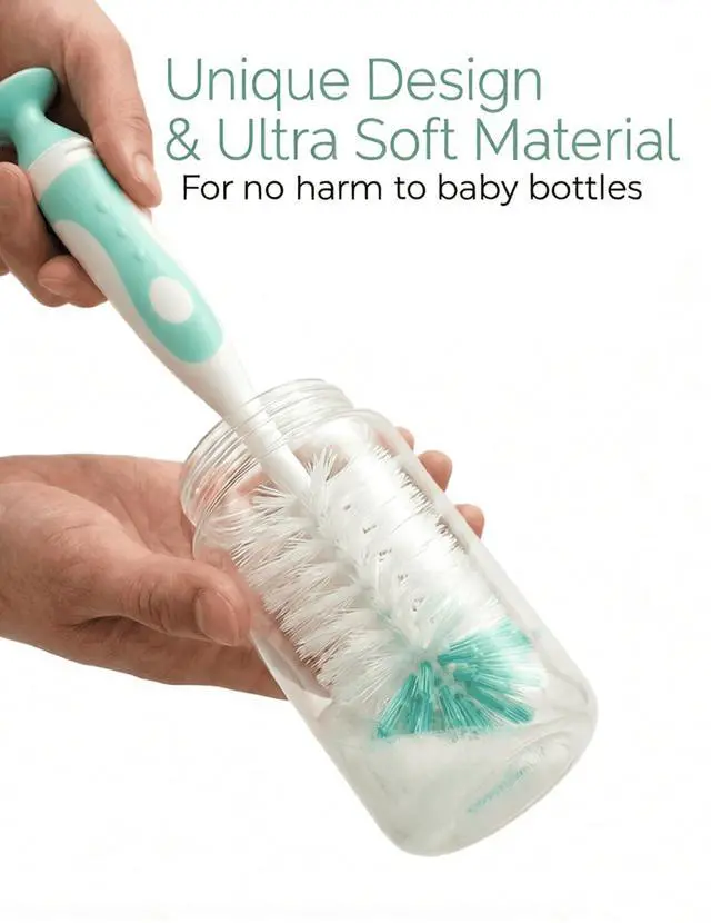 Alt view image 6 of 7 - Baby Bottle Brush Set 4 in 1, Baby Bottle Cleaner, with 1P Nylon Bottle Brush, 1P Bottle Cap Brushes, 2P Straw Brushes, Bottle Brush with Nipple Cleaner and Suction Cup, BPA-Free(Green)