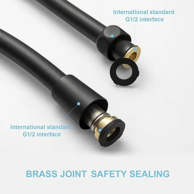 Alt view image 4 of 7 - Ultra-Flex Shower Hose, Premium RV PVC Handheld Shower Head Hose Flex Hoses Extension with Brass Insert and Nut for Bathing Pet Bathing, 60 in Matte Black