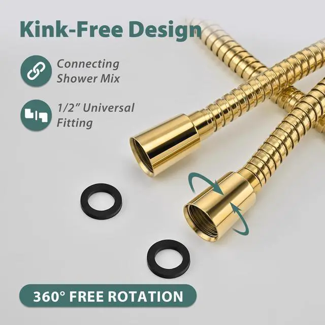 Alt view image 2 of 6 - 48 Inches 304 Stainless Steel Shower Hose Extra Short For Cleaning
