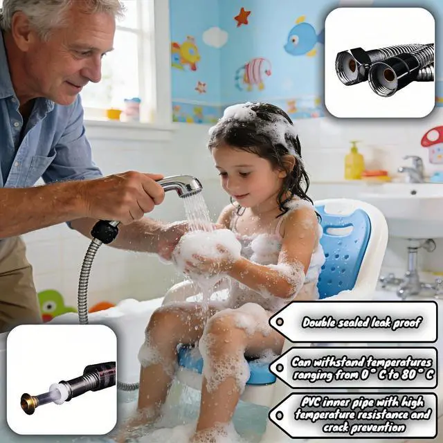 Alt view image 3 of 7 - 118" Extra Long Shower Hose, 304 Stainless Steel, Leak-Proof & Tangle-Free, Easy Install, Fits Most Showers, Chrome (118.0, Inches)