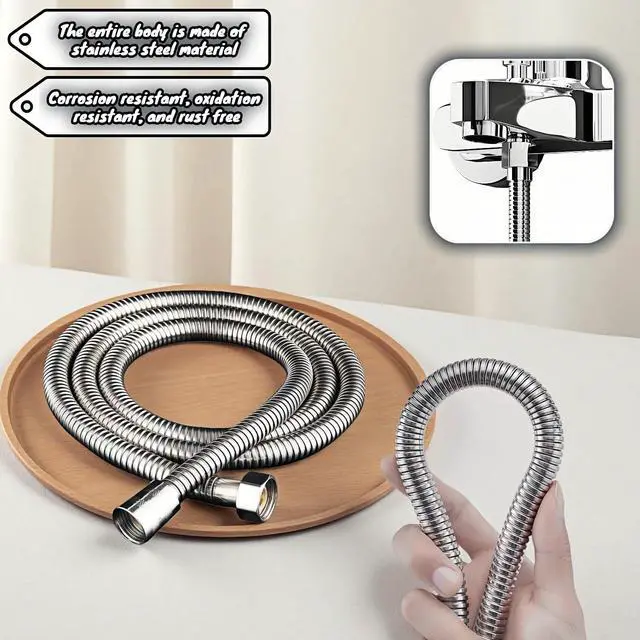 Alt view image 6 of 7 - 118" Extra Long Shower Hose, 304 Stainless Steel, Leak-Proof & Tangle-Free, Easy Install, Fits Most Showers, Chrome (118.0, Inches)