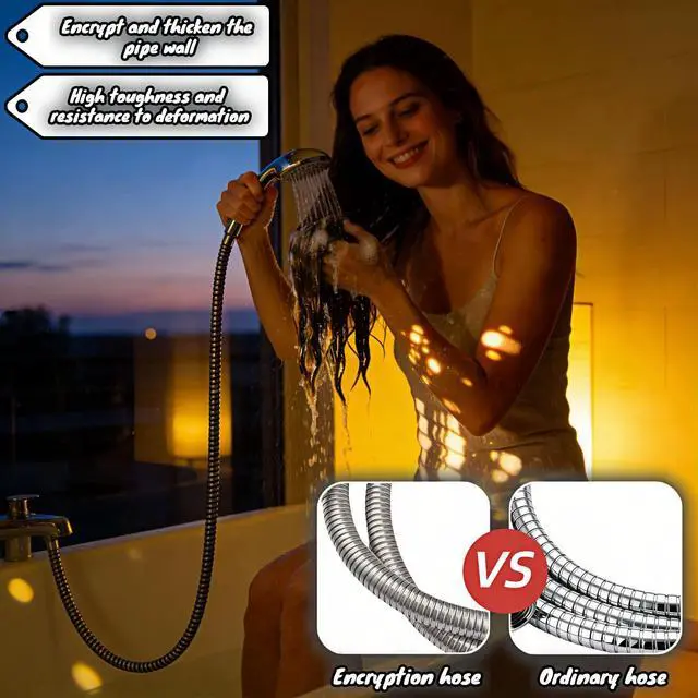 Alt view image 7 of 7 - 118" Extra Long Shower Hose, 304 Stainless Steel, Leak-Proof & Tangle-Free, Easy Install, Fits Most Showers, Chrome (118.0, Inches)