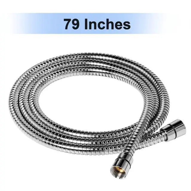 Alt view image 2 of 7 - Shower Hose, 79 Inches Extra Long Stainless Steel Handheld Shower Head Hose with Brass Insert and Nut, Flexible, Chrome
